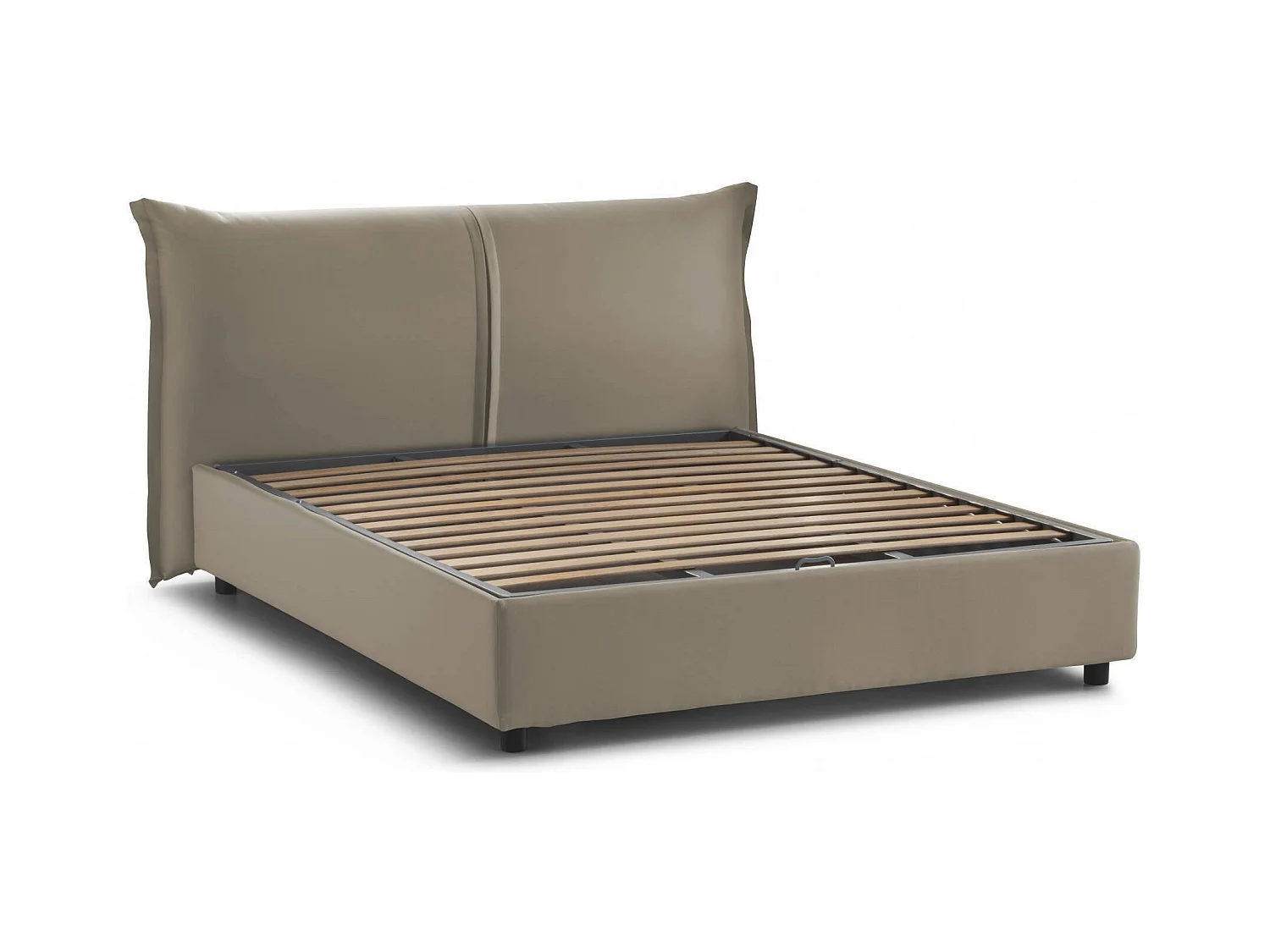 Dbaji tweepersoonsbed, Opbergbed met stoffen bekleding, 100% Made in Italy, Opening aan de voorkant, geschikt voor matras 160x200 cm, Taupe
