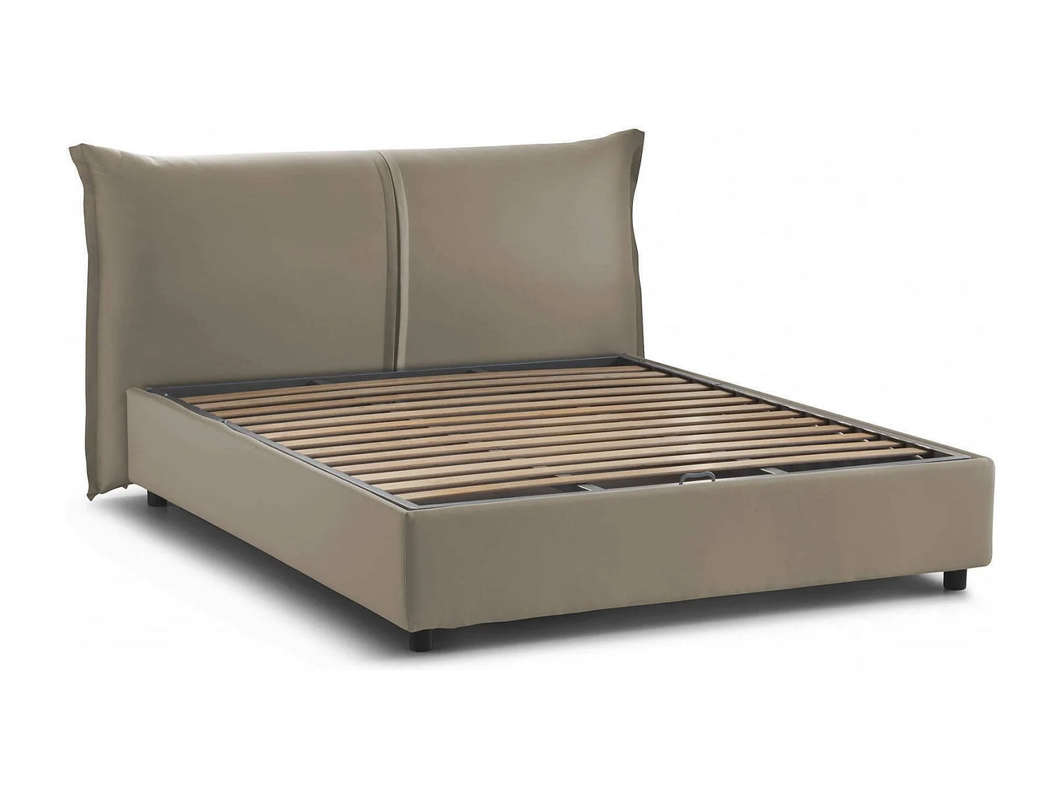 Lit double Dbaji, Lit coffre avec revêtement en tissu, 100% Made in Italy, Ouverture frontale, adapté pour matelas 160x200 cm, Taupe