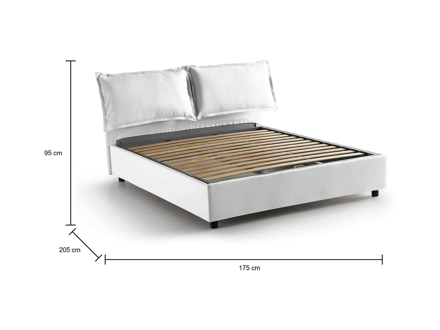 Talamo Italia - Letto matrimoniale Anjin, adatto per materasso Cm 160x190, Bianco