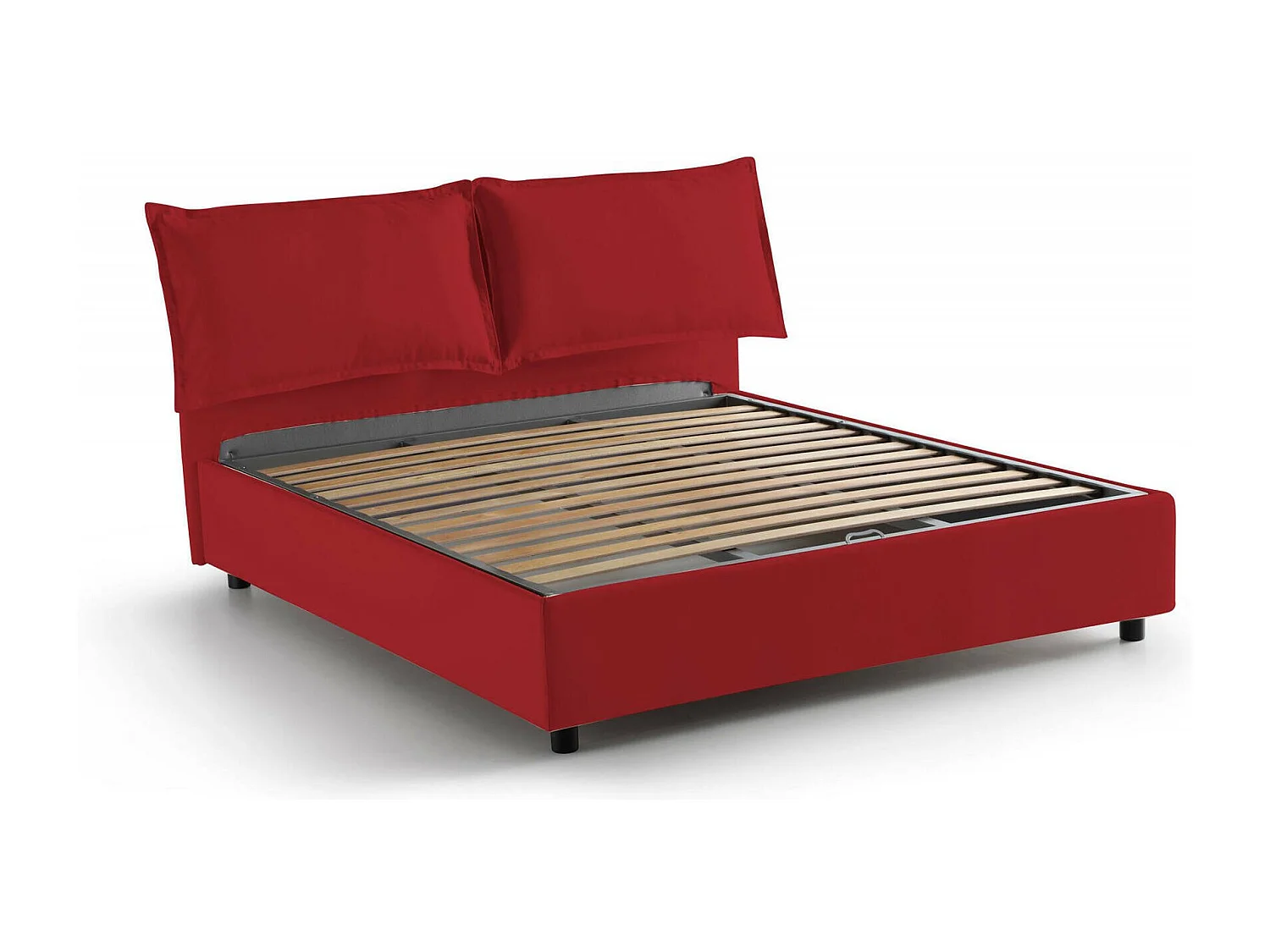 Dabdelli tweepersoonsbed, Opbergbed met stoffen bekleding, 100% Made in Italy, Opening aan de voorzijde, geschikt voor matras 160x200 cm, Rood