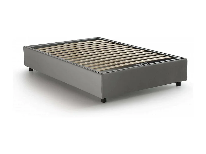 Quadratisches und halbes Bett Dlammer, Containerbett mit Stoffbespannung, 100% Made in Italy, Frontöffnung, passend für Matratze Cm 120x190, Grau