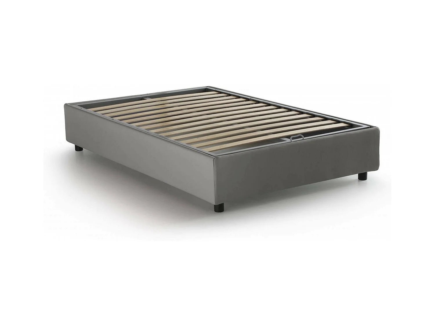 Quadratisches und halbes Bett Dlammer, Containerbett mit Stoffbespannung, 100% Made in Italy, Frontöffnung, passend für Matratze Cm 120x190, Grau