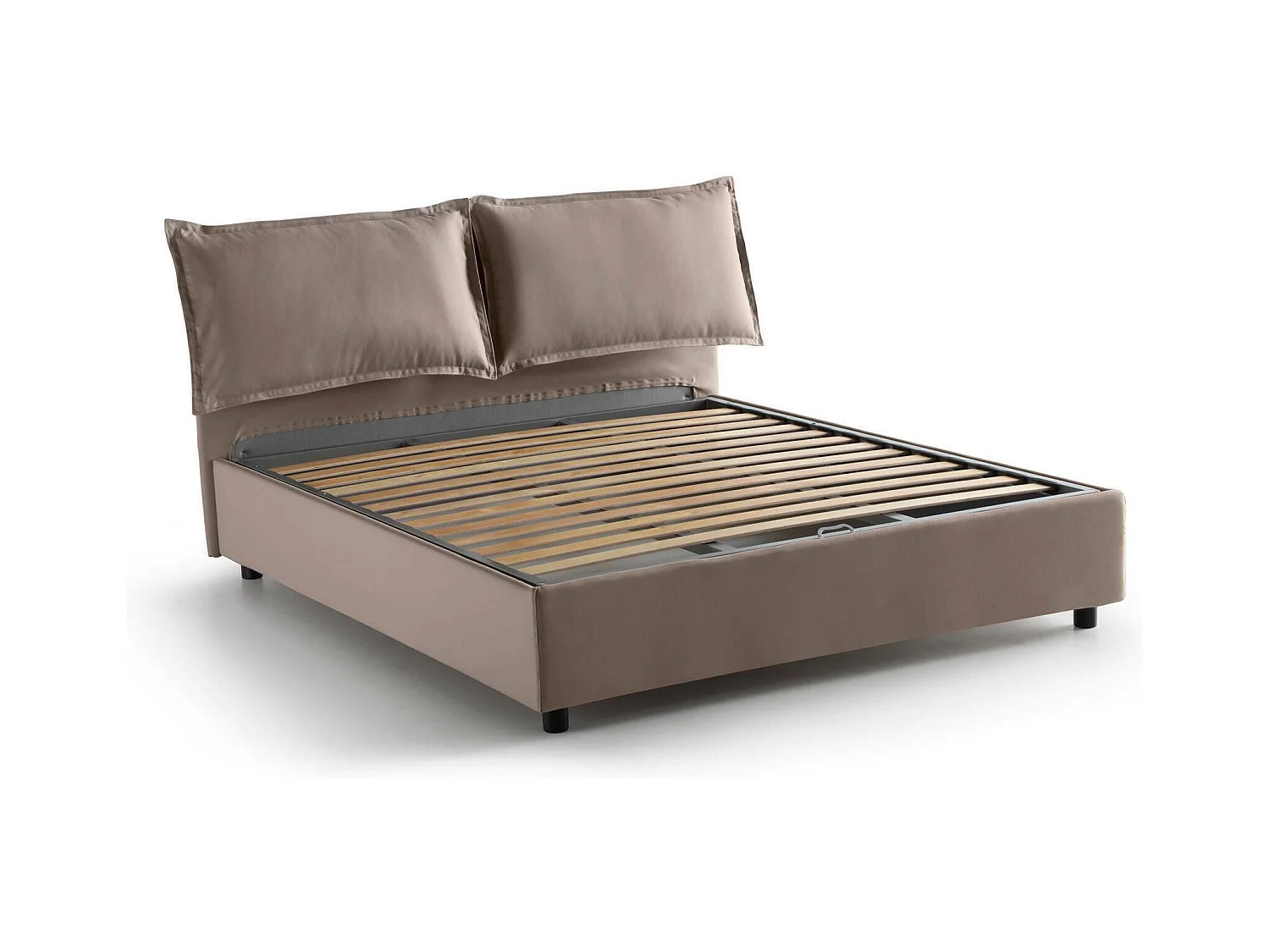Lit double Dabdelli, Lit coffre avec revêtement en tissu, 100% Made in Italy, Ouverture frontale, adapté pour matelas 160x200 cm, Taupe