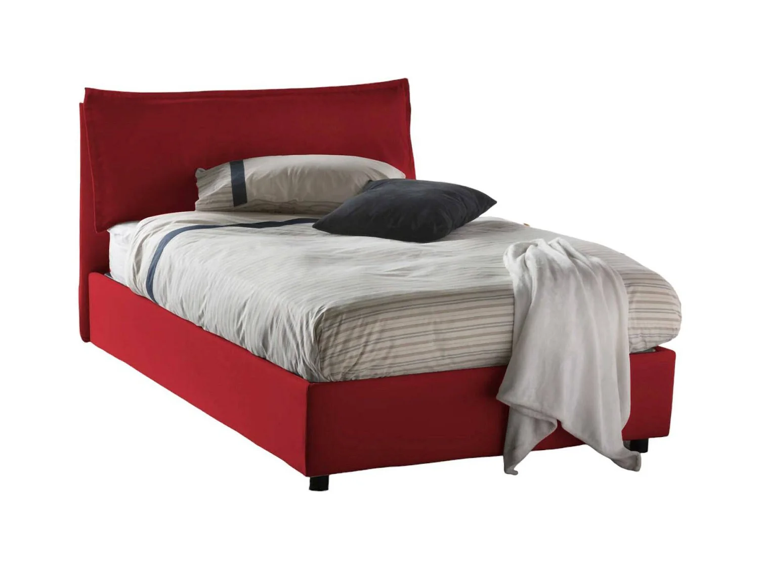 Deusebi tweepersoonsbed, opbergbed met stoffen bekleding, 100% Made in Italy, opening aan de voorzijde, geschikt voor matras 120x190 cm, rood