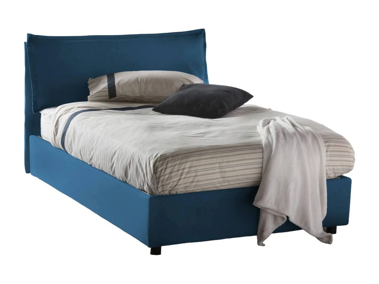 Deusebi tweepersoonsbed, opbergbed met stoffen bekleding, 100% Made in Italy, opening aan de voorzijde, geschikt voor matras 120x190 cm, blauw