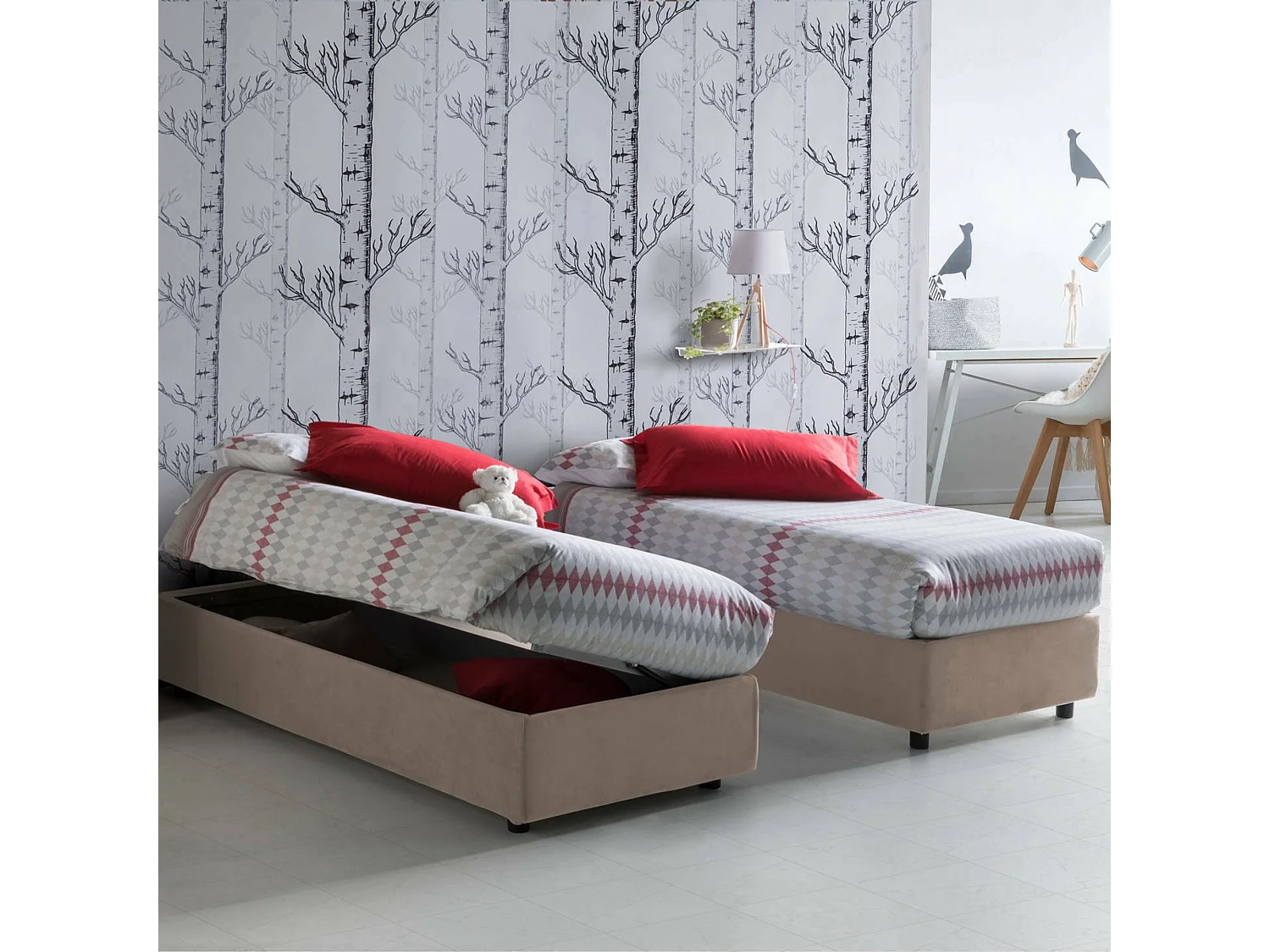 Letto Singolo Adoxa, Sfoderabile Made in Italy, 95x205 cm Grigio Tortora
