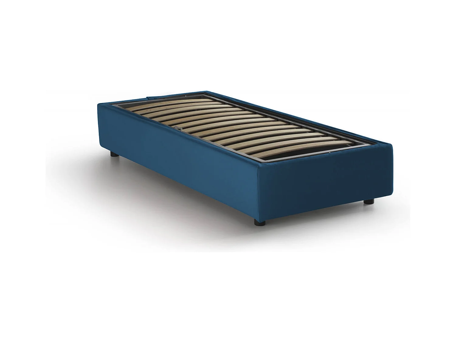 Dhol eenpersoonsbed, Opbergbed met stoffen bekleding, 100% Made in Italy, Zijopening, geschikt voor matras 80x190 cm, Blauw