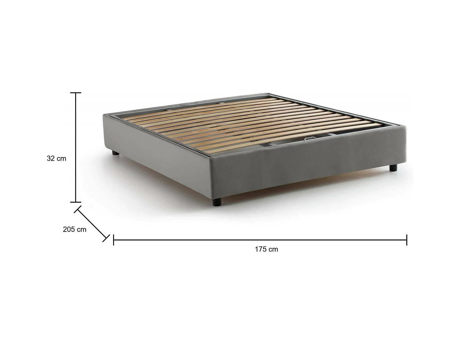 Dcistan tweepersoonsbed, Opbergbed met stoffen bekleding, 100% Made in Italy, Opening aan de voorkant, geschikt voor matras 160x190 cm, Grijs