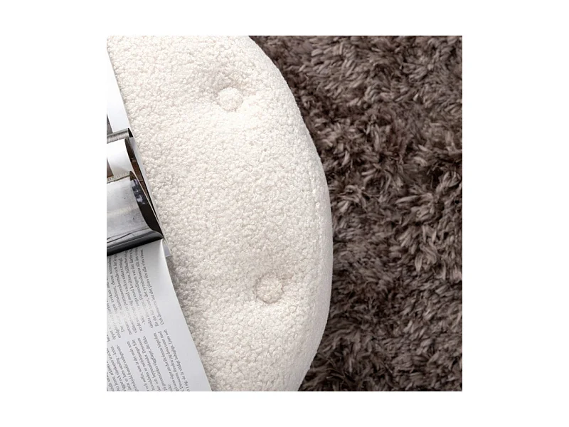 Benjamin poef, hocker Ø55cm teddystof wit.