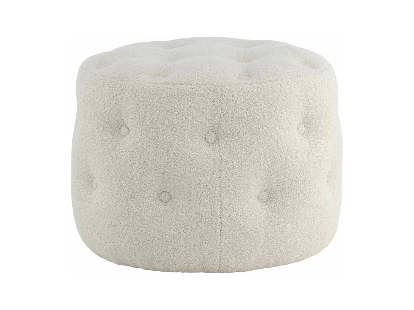 Pouf Capitonné Tissu Bouclette "Benjamin" 55cm Blanc