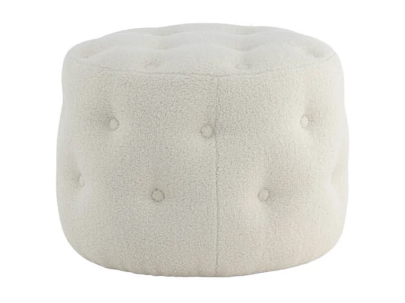 Benjamin pouf ,repose-pieds  Ø55cm ours en peluche blanc.