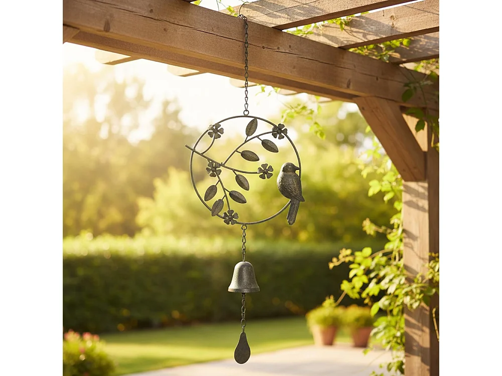 Cloche de jardin avec oiseau 24x6x70cm