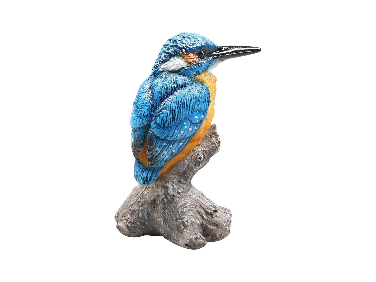 Vogel Eisvogel auf Baumstamm aus Kunstharz 9 x 9 x 15 cm