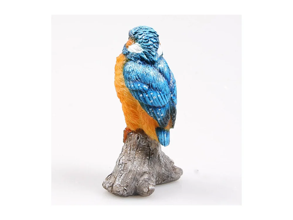 Vogel Eisvogel auf Baumstamm aus Kunstharz 9 x 9 x 15 cm