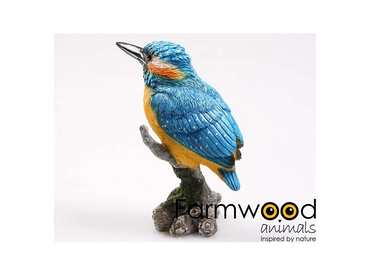 Vogel Eisvogel auf Baumstamm aus Kunstharz 9 x 9 x 15 cm