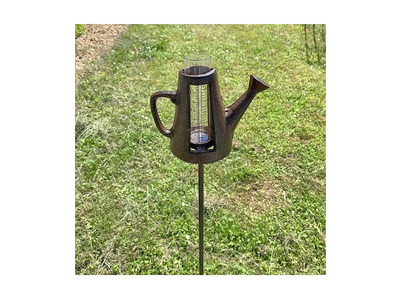 Regenmesser mit Gießkanne aus Gusseisen 110 x 8 x 14 cm