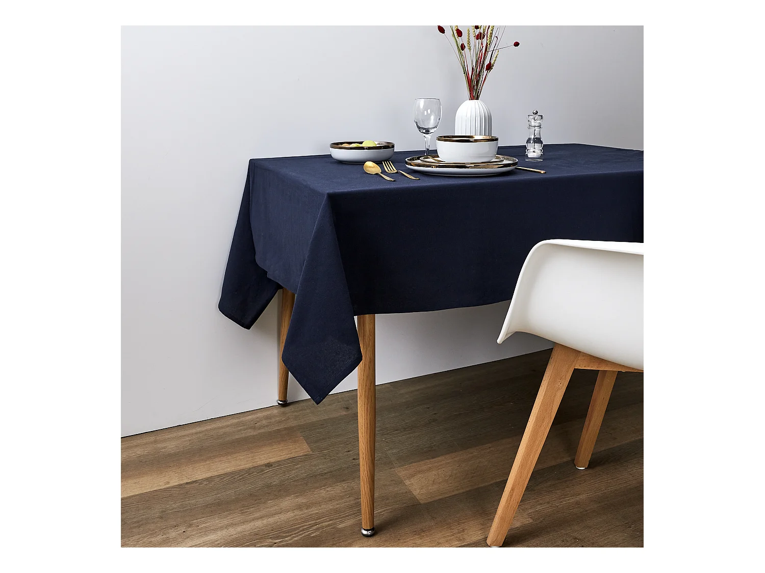 Nappe Coton Bleu Marine 140x250cm Noir