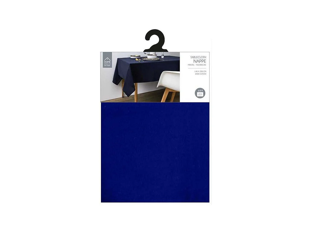 Nappe Coton Bleu Marine 140x250cm Noir