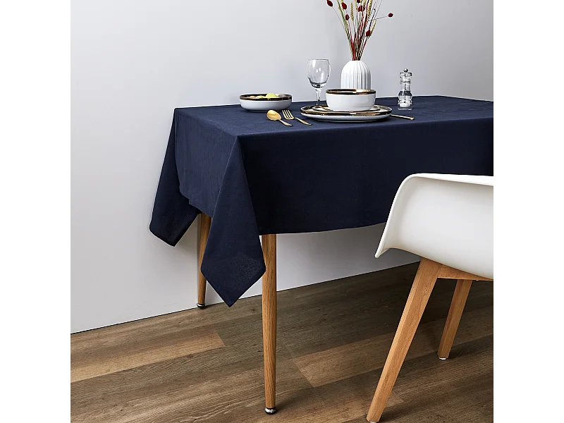 Nappe Coton Bleu Marine 140x250cm Noir