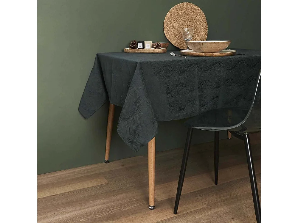 Nappe Jacquard Noir 140x240cm Vert