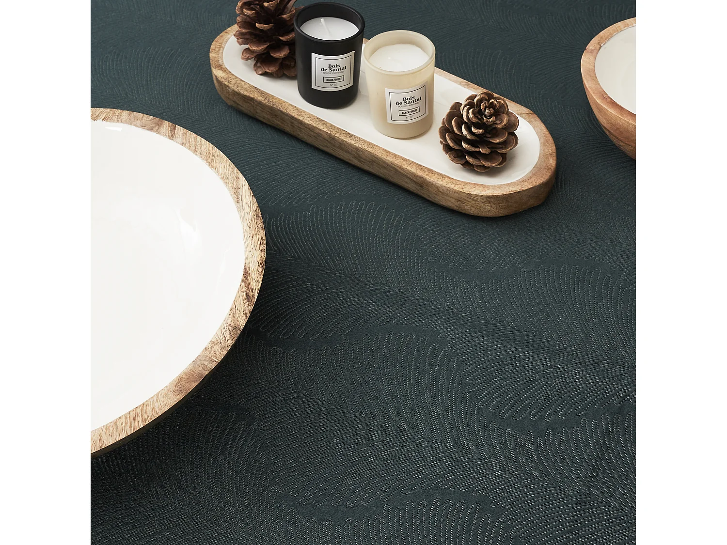 Nappe Jacquard Noir 140x240cm Vert