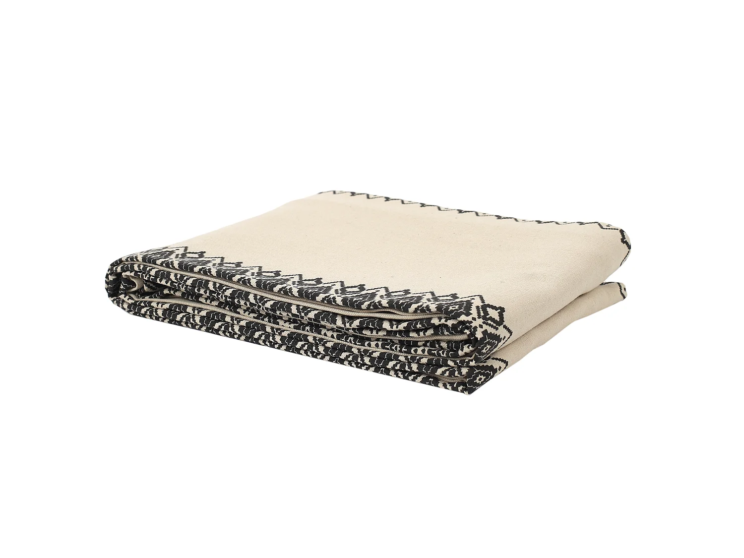 Nappe - HOME DECO FACTORY - Imprimée Ethnique - Coton - Noir et Beige