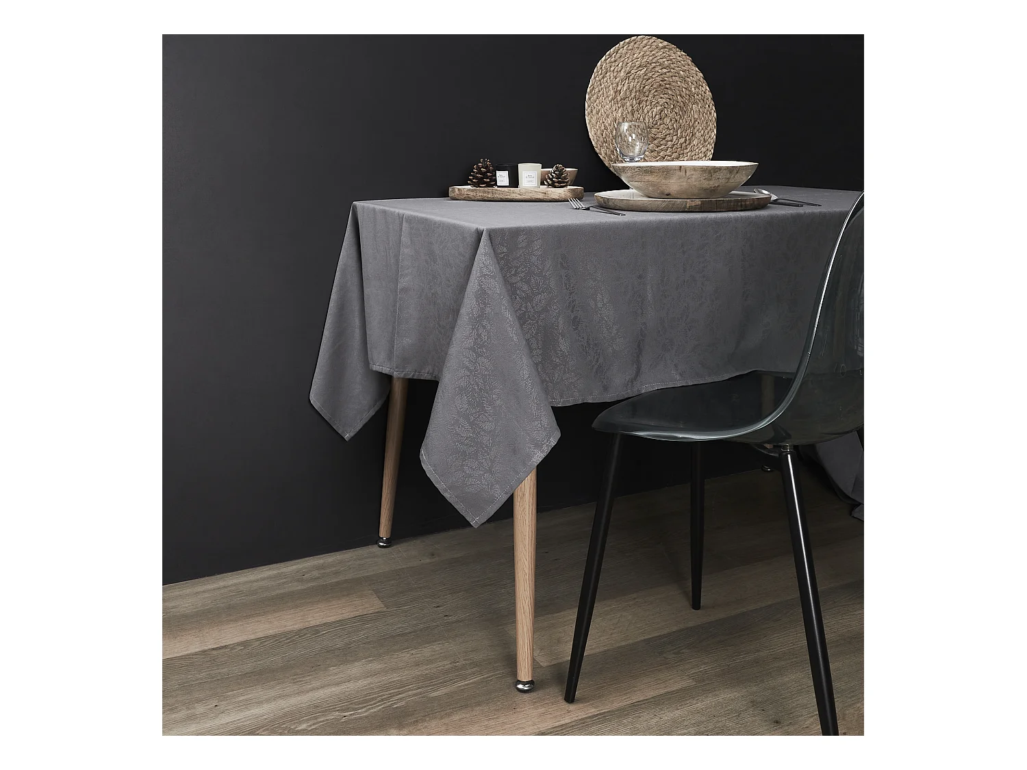 Nappe Jacquard Brillant 140x240cm Gris