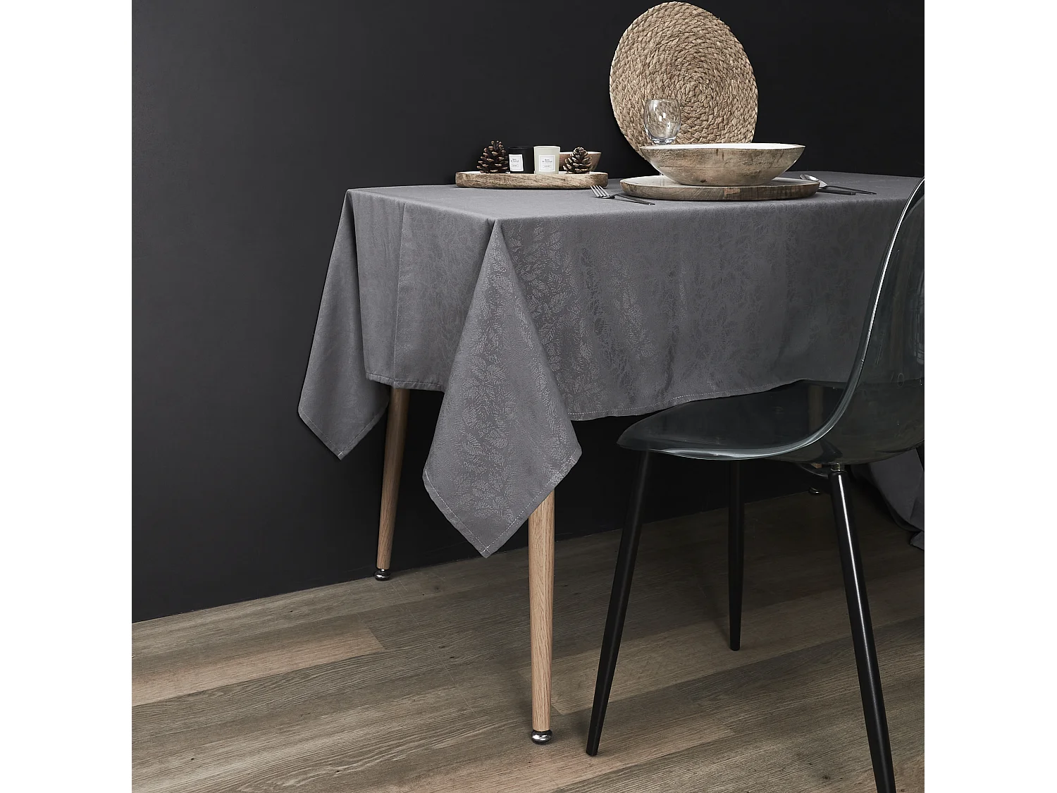 Nappe Jacquard Brillant 140x240cm Gris