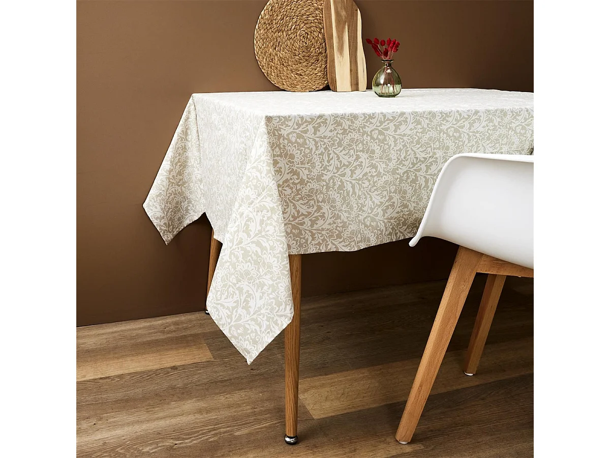 Nappe Imprimée "Feuillage" 140x250cm Beige