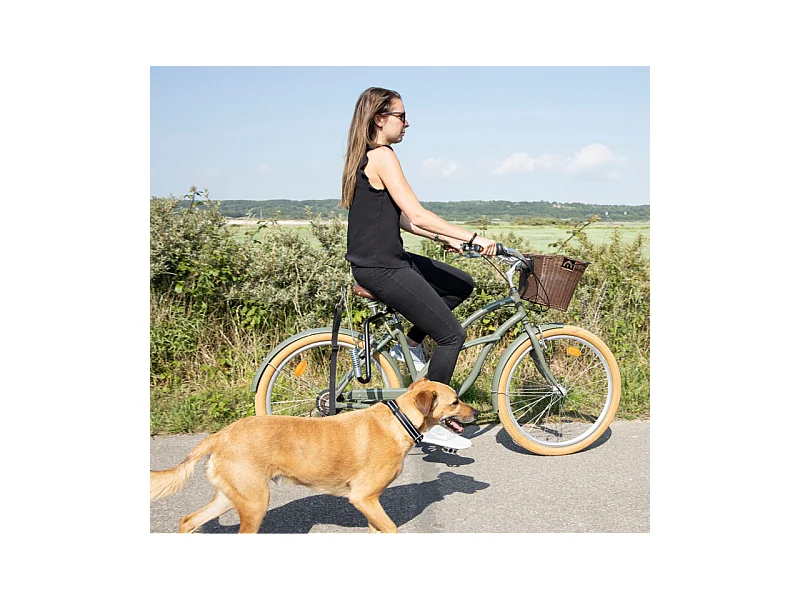 Kit d'Accroche Vélo pour Chien "Laisse" 48cm Noir