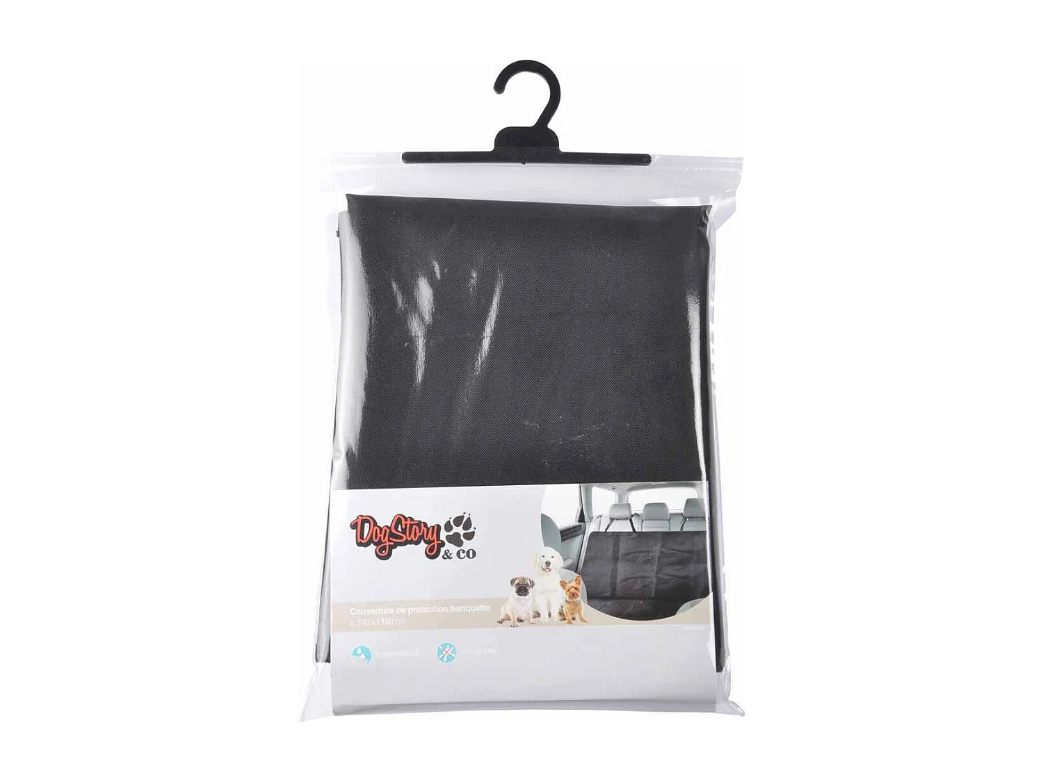 Housse de Protection Chien "Banquette Auto" 140cm Noir
