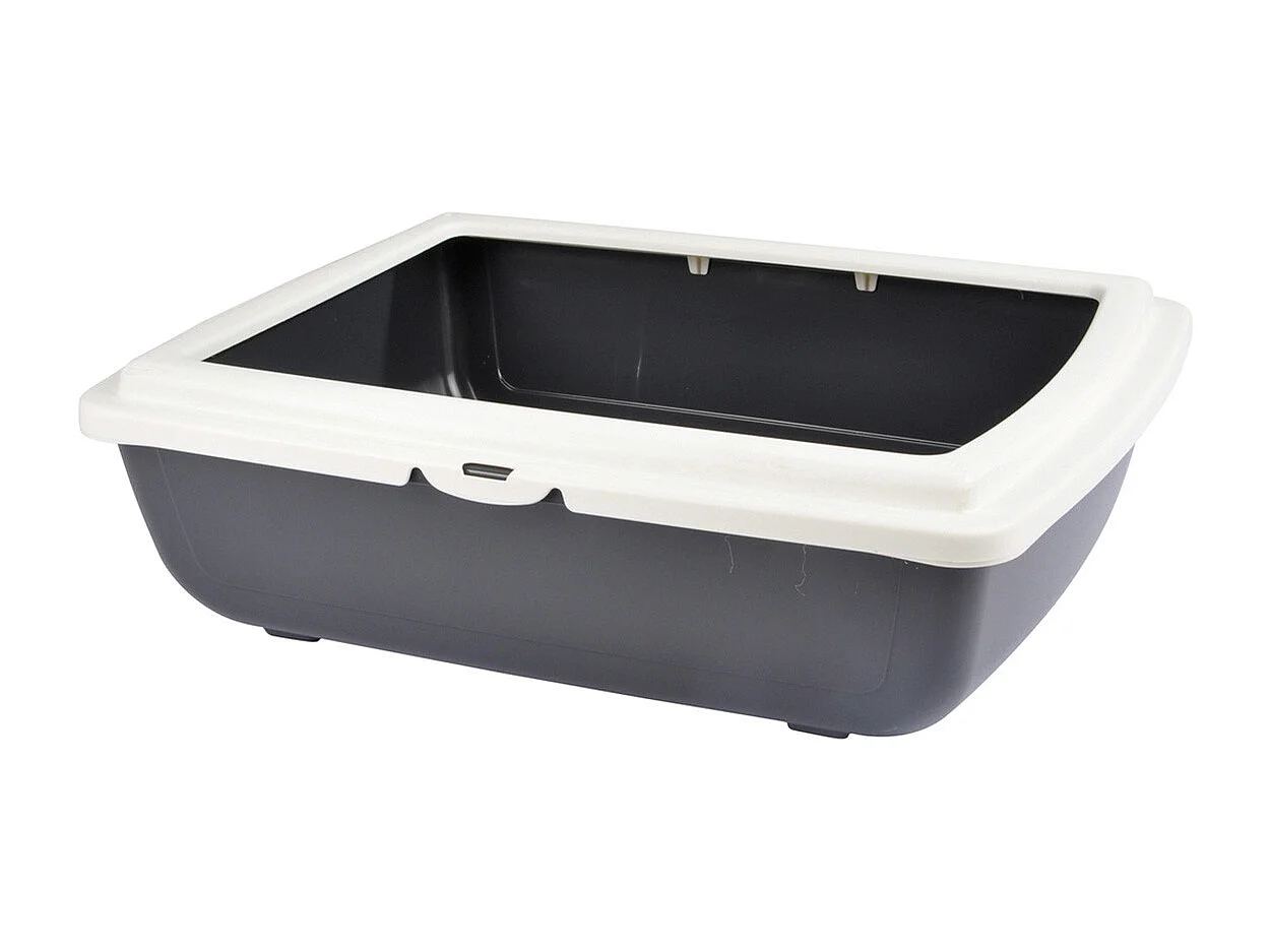 Bac à Litière pour Chat "Bicolore" 46cm Gris & Ivoire