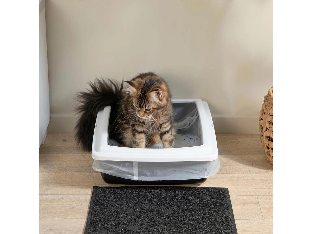 Bac à Litière pour Chat "Bicolore" 46cm Gris & Ivoire