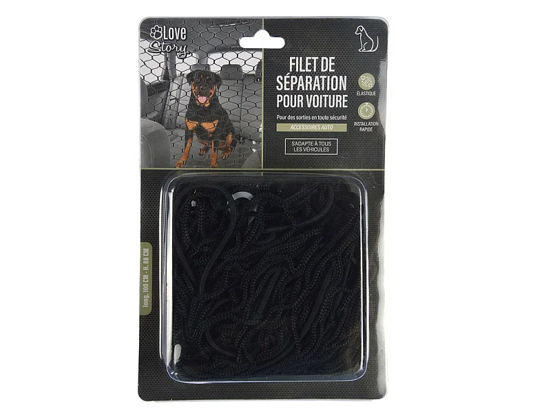 Filet de Sécurité pour Chien "Voiture" 100cm Noir