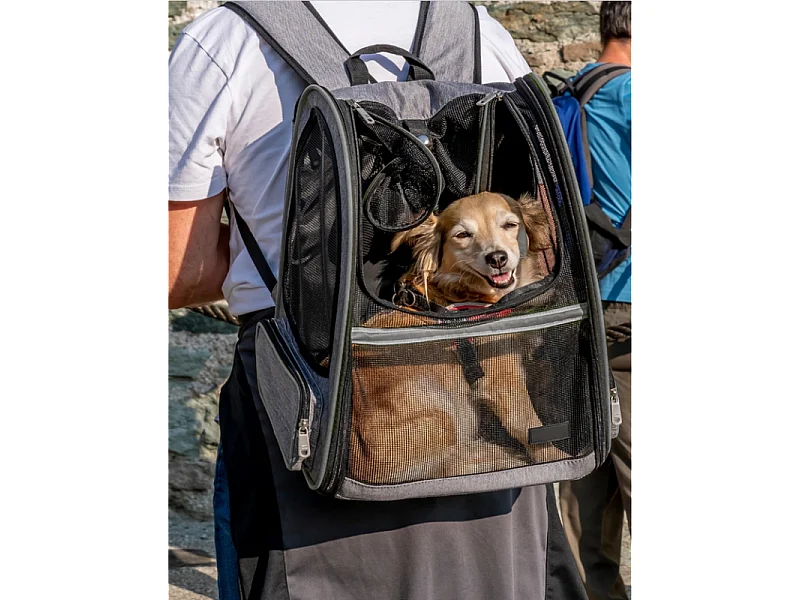 Sac à Dos Transport Animaux "Extensible" 44cm Noir