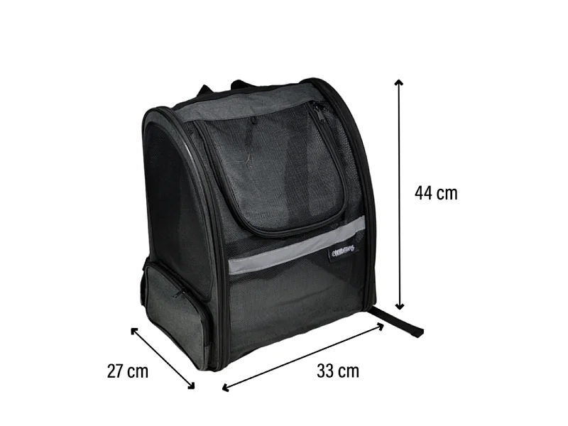 Sac à Dos Transport Animaux "Extensible" 44cm Noir