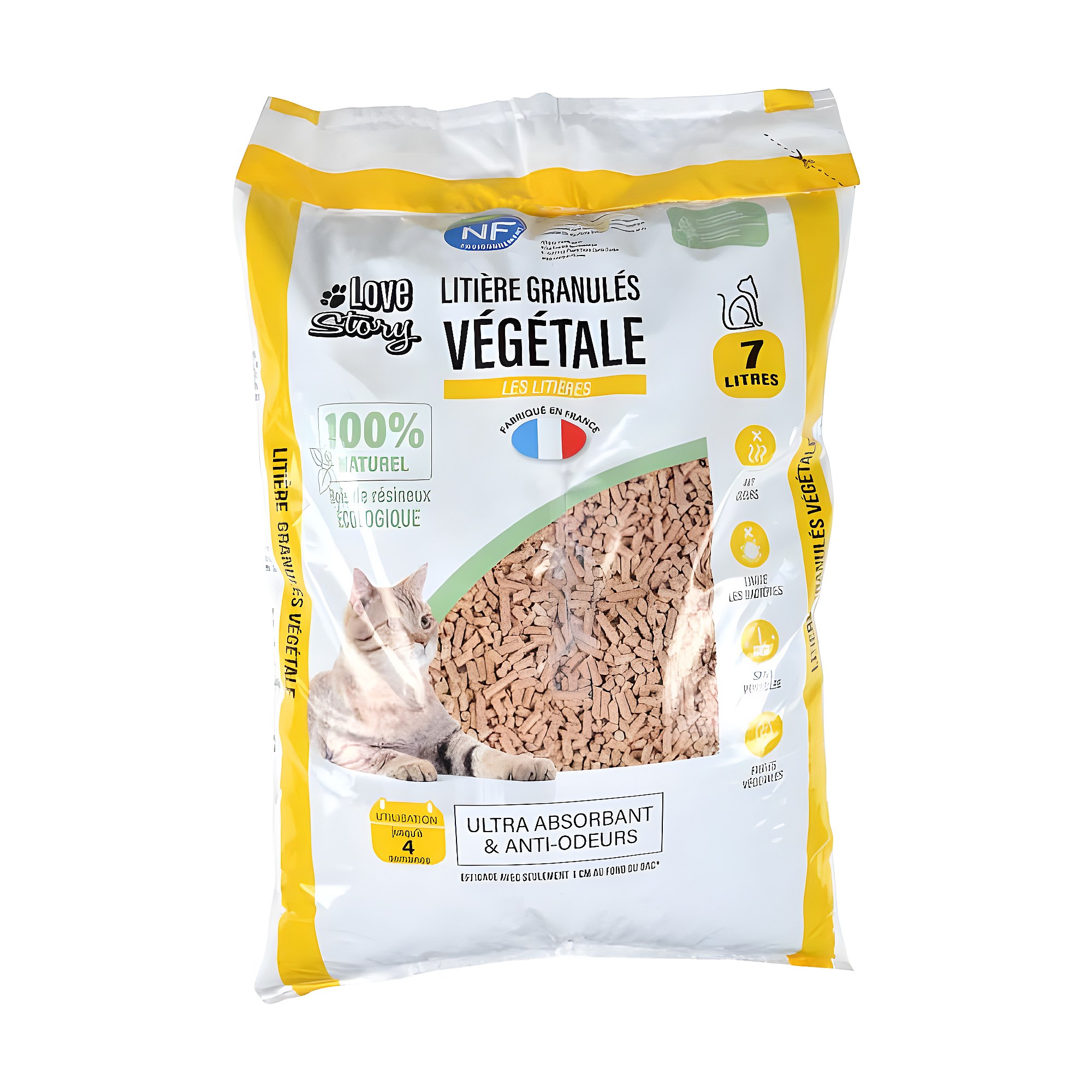 Litière Végétale "Granulés 100 Naturel" 7L Naturel