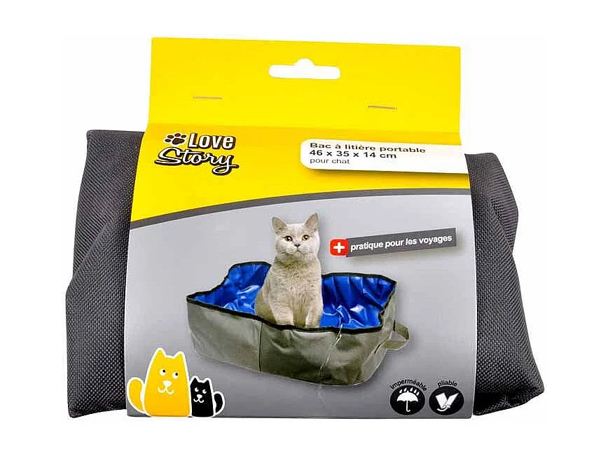 Bac à Litière pour Chat "Transportable" 46cm Gris