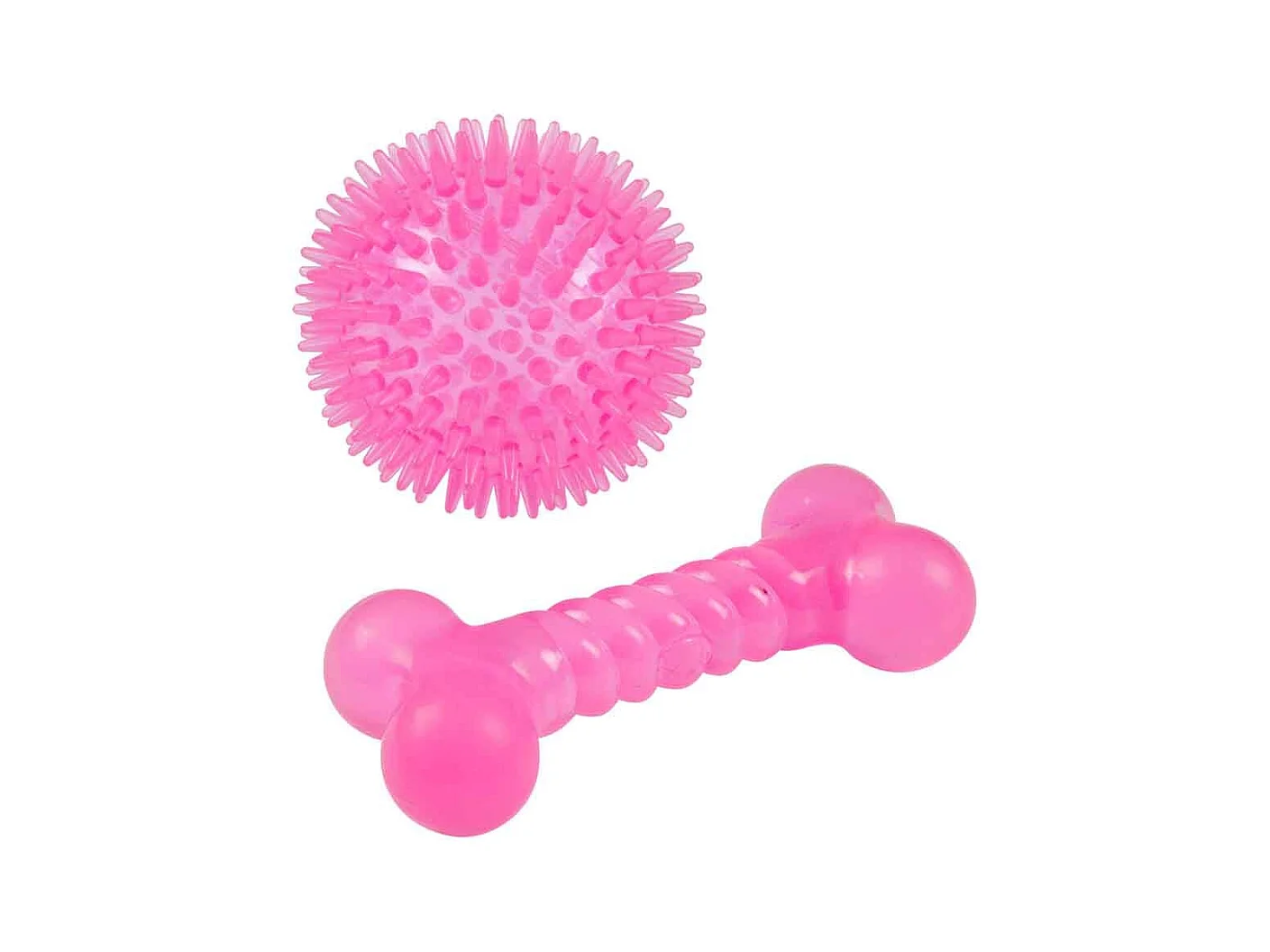 Lot de 2 Jouets pour Chien "Balle & Os" 13cm Rose