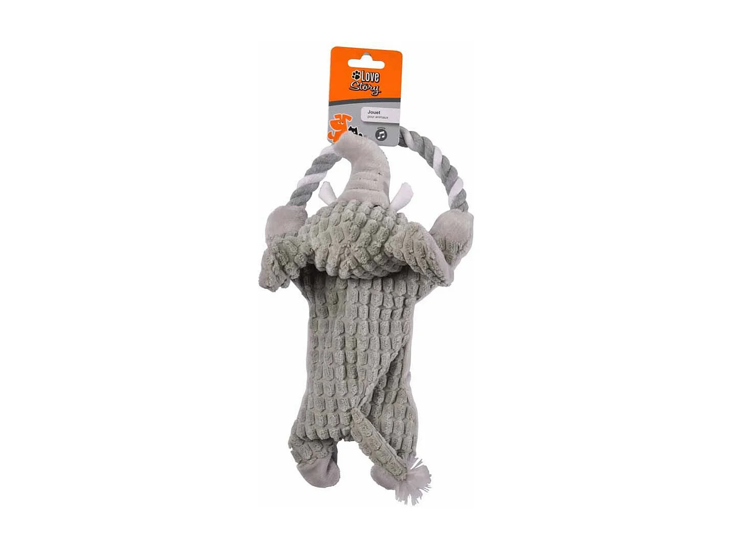 Peluche pour Chien "Éléphant" 21cm Gris