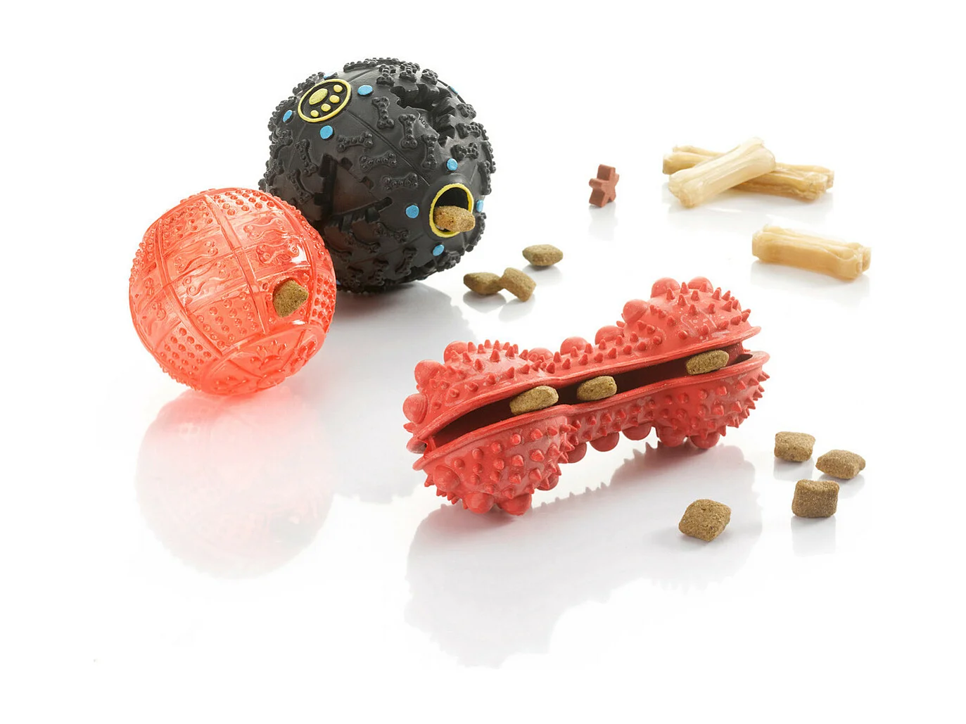 Balle pour Chien "Distributeur de Croquettes" 8cm Rouge