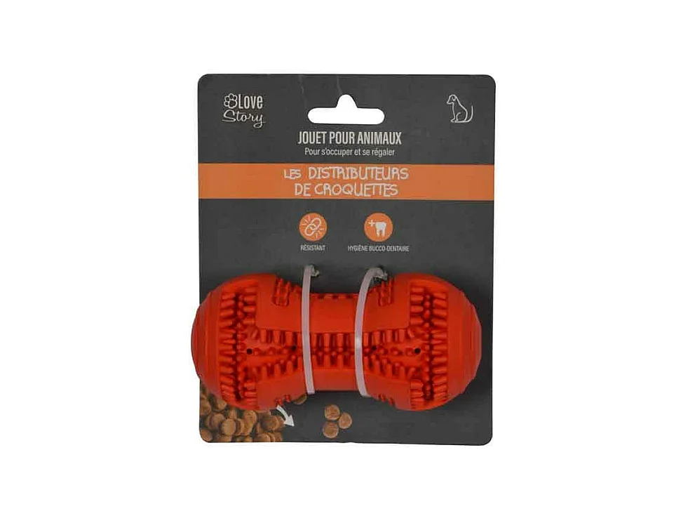 Jouet pour Chien Distributeur "Os" 10cm Rouge