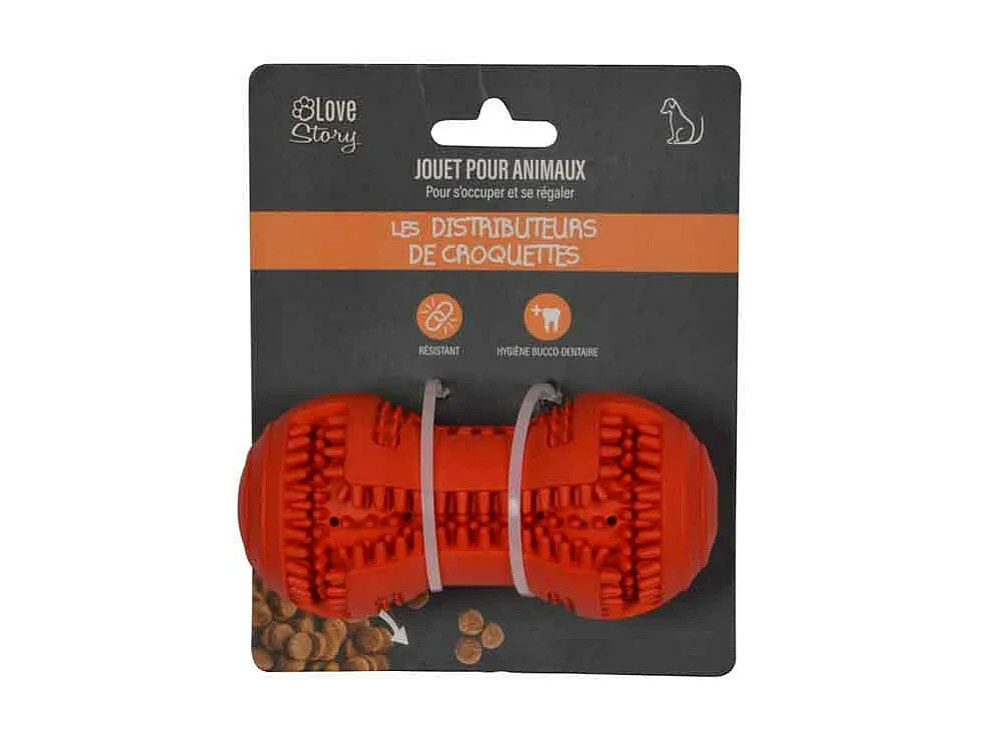 Jouet pour Chien Distributeur "Os" 10cm Rouge