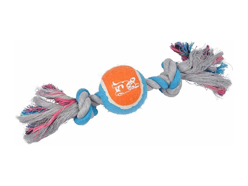 Jouet Chien "Corde & Balle de Tennis" 30cm Orange