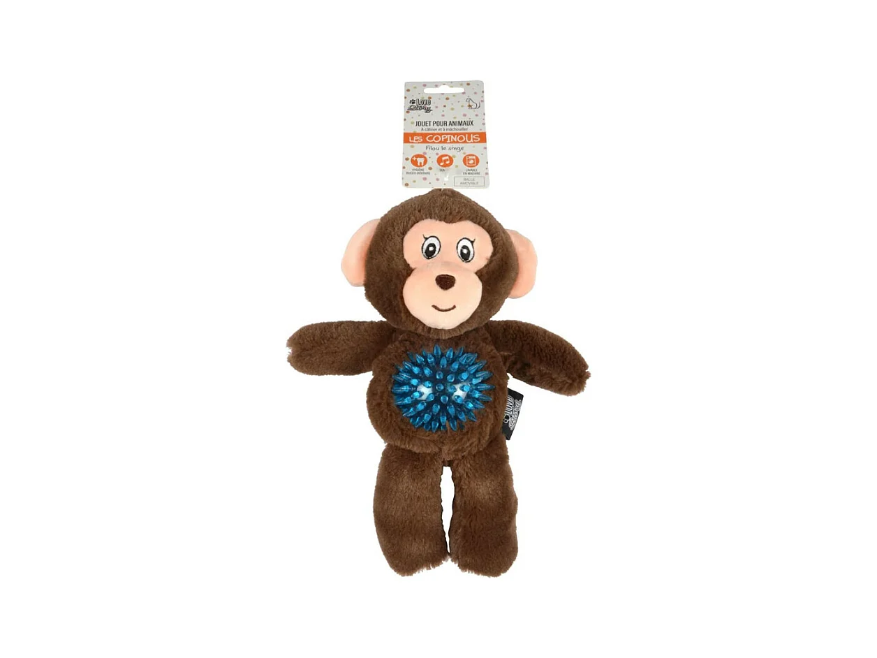 Jouet pour Chien Sonore "Filou le Singe" 27cm Marron