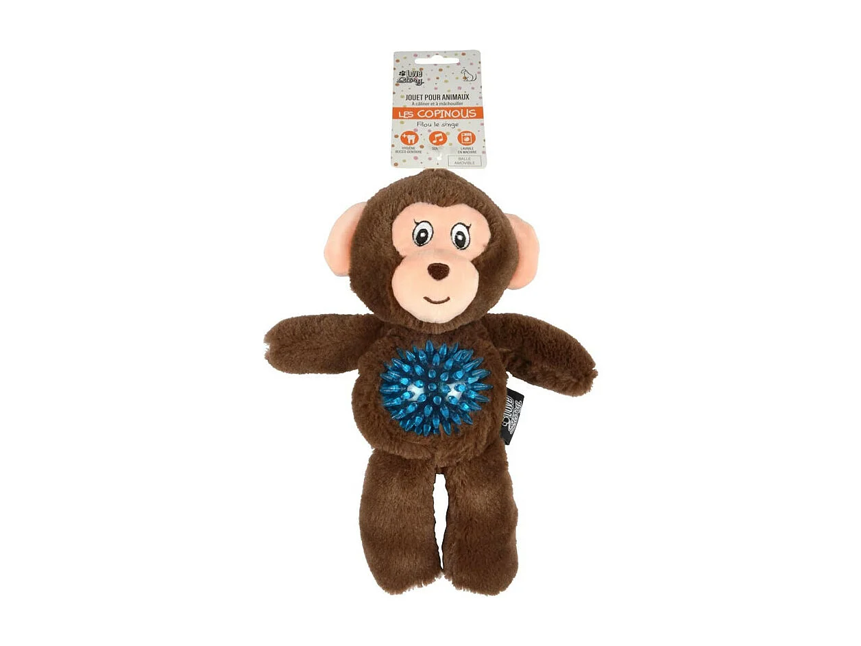 Jouet pour Chien Sonore "Filou le Singe" 27cm Marron