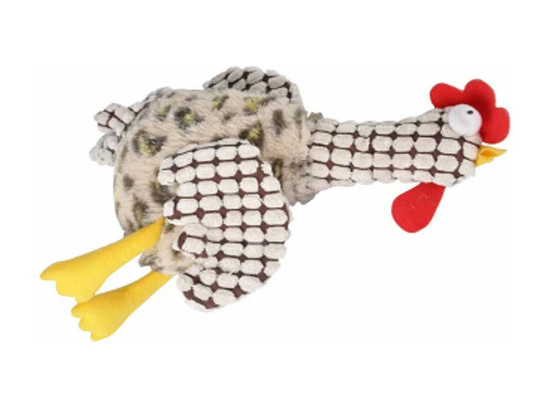 Peluche pour Chien "Coq" 30cm Marron & Blanc