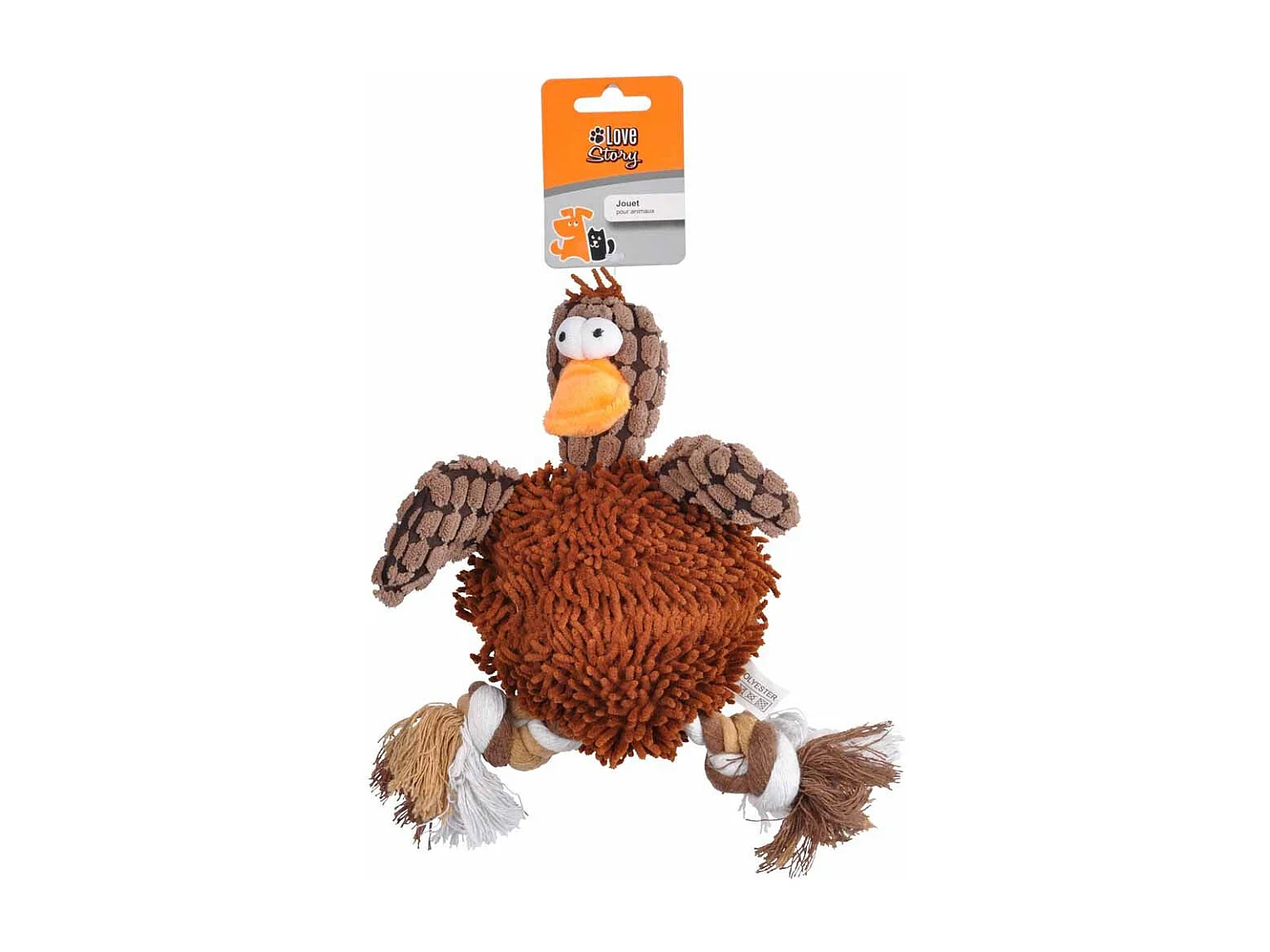 Peluche pour Chien "Canard" 28cm Marron