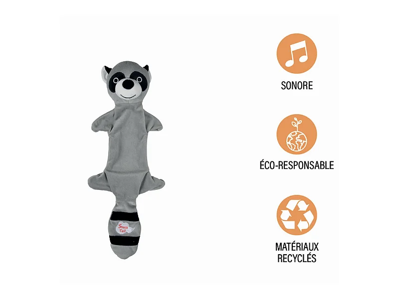 Peluche pour Chien "Raton Laveur" 45cm Gris