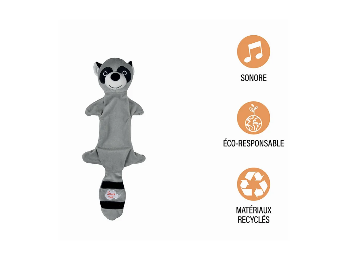 Peluche pour Chien "Raton Laveur" 45cm Gris